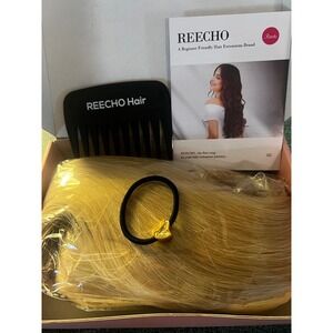 REECHO Blonde Clip in‎ Hair Extensions Long Straight Hairpiece Women